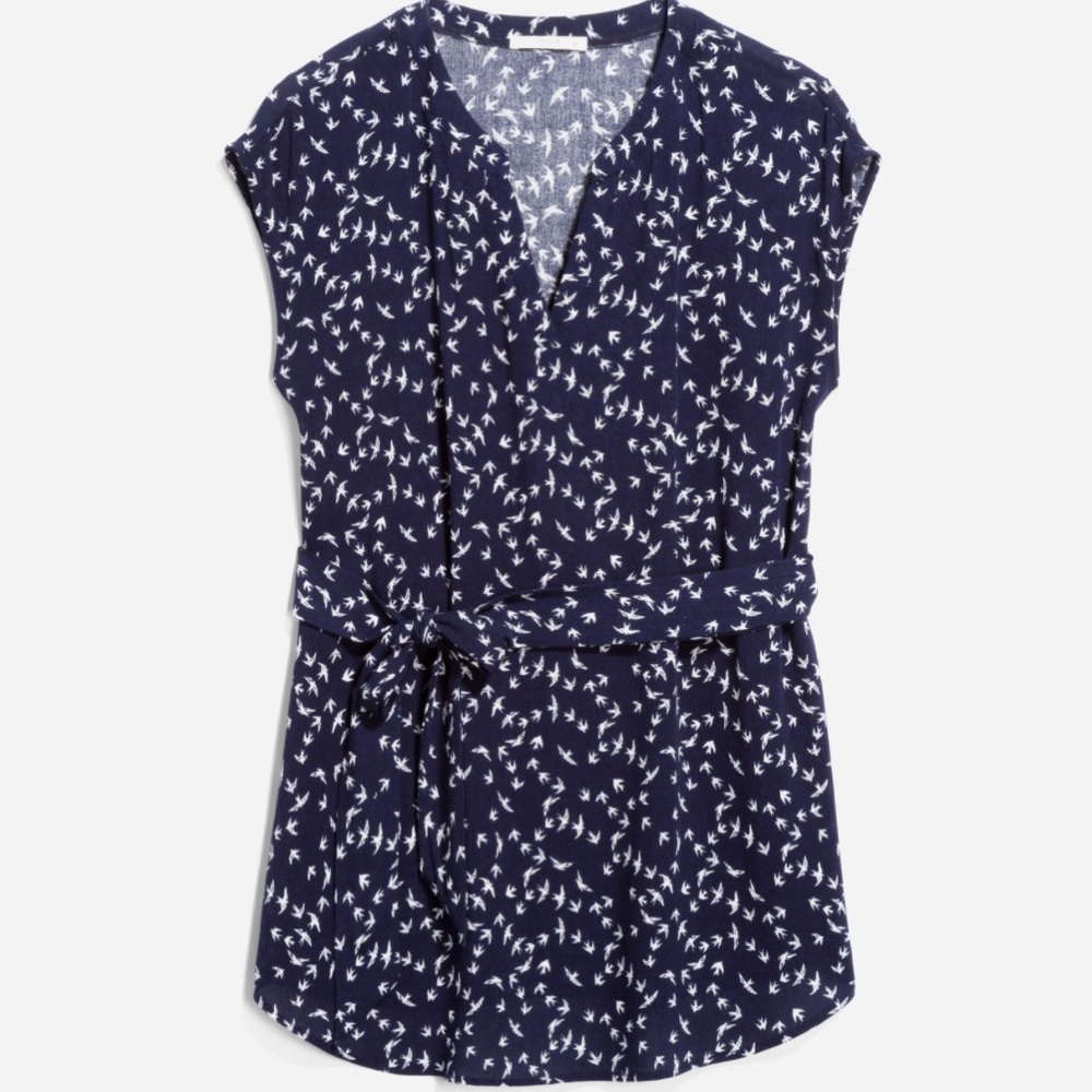 Praji Maternity Tie Front Blouse small navy